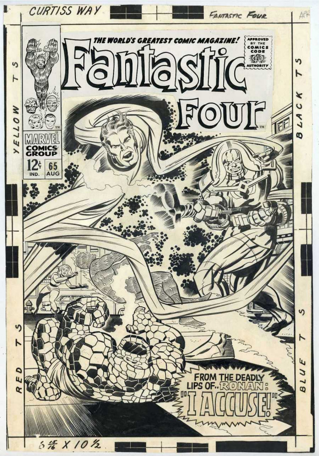 Jack Kirby. «From Beyond This Planet Earth!», Fantastic Four, n.º 65, portada, Marvel. 1967. Tinta china sobre papel. Colección particular